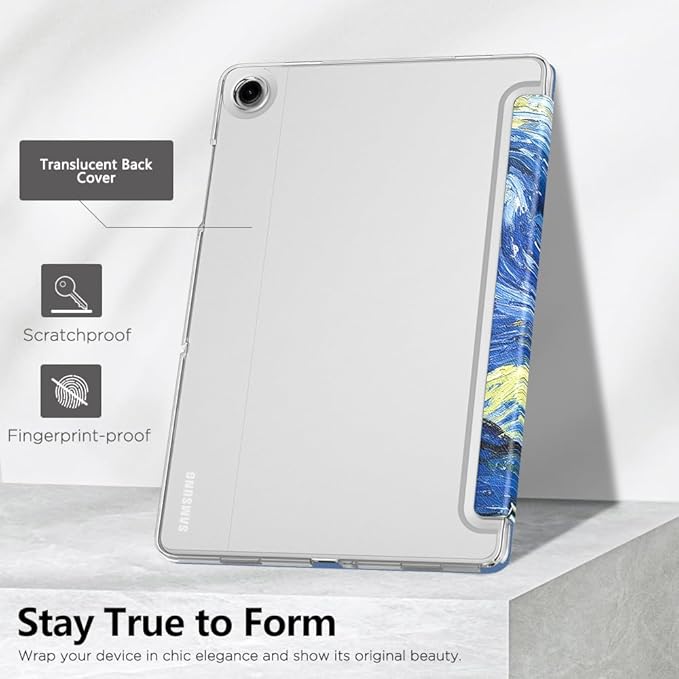 MoKo Case for Galaxy Tab A9+/A9 Plus 11 inch 2023, Slim Stand Protective Smart Cover with Hard PC Translucent Back Shell for Tab A9 Plus Tablet (SM-X210/X216/X218), Auto Wake/Sleep, Starry Night Blue