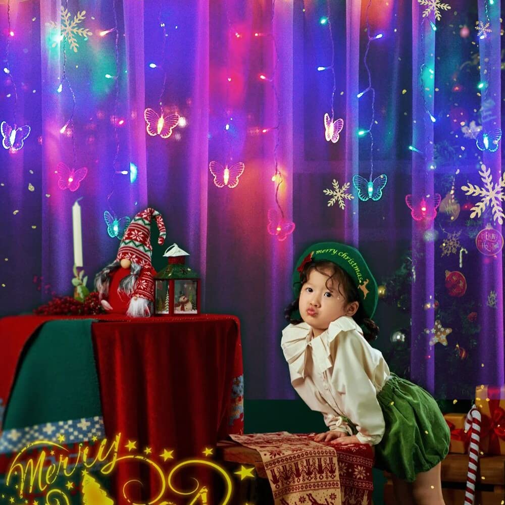 Cynzia Butterfly Curtain Lights, 48 LED Twinkle String Light, USB Powered, 4.9FT, Multicolor, Model 48BSL