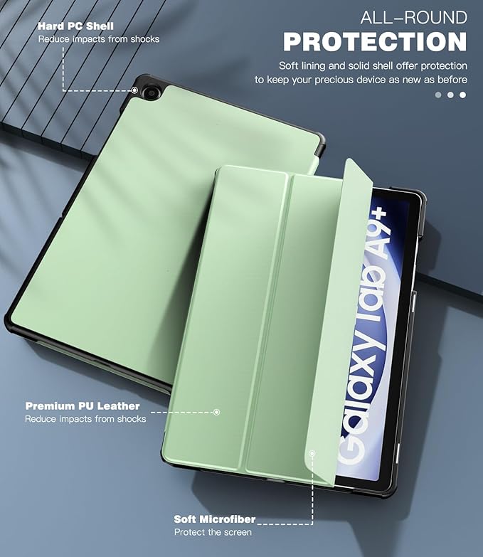 TiMOVO Case for Samsung Galaxy Tab A9+/A9 Plus 11 Inch 2023, Slim Lightweight Stand Hard Back Shell Protective Cover for Galaxy Tab A9+ Tablet SM-X210/X216/X218, Auto Wake/Sleep, Green