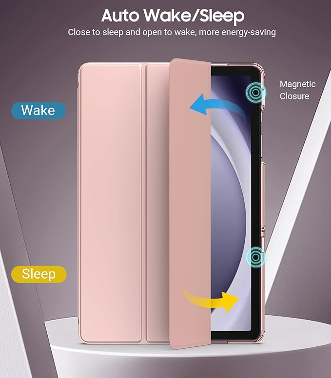 TiMOVO Case for Samsung Galaxy Tab A9+/A9 Plus 11" 2023, Slim Soft TPU Translucent Frosted Back Protective Cover for Galaxy Tab A9+ Tablet SM-X210/X216/X218, Auto Wake/Sleep, Rose Gold