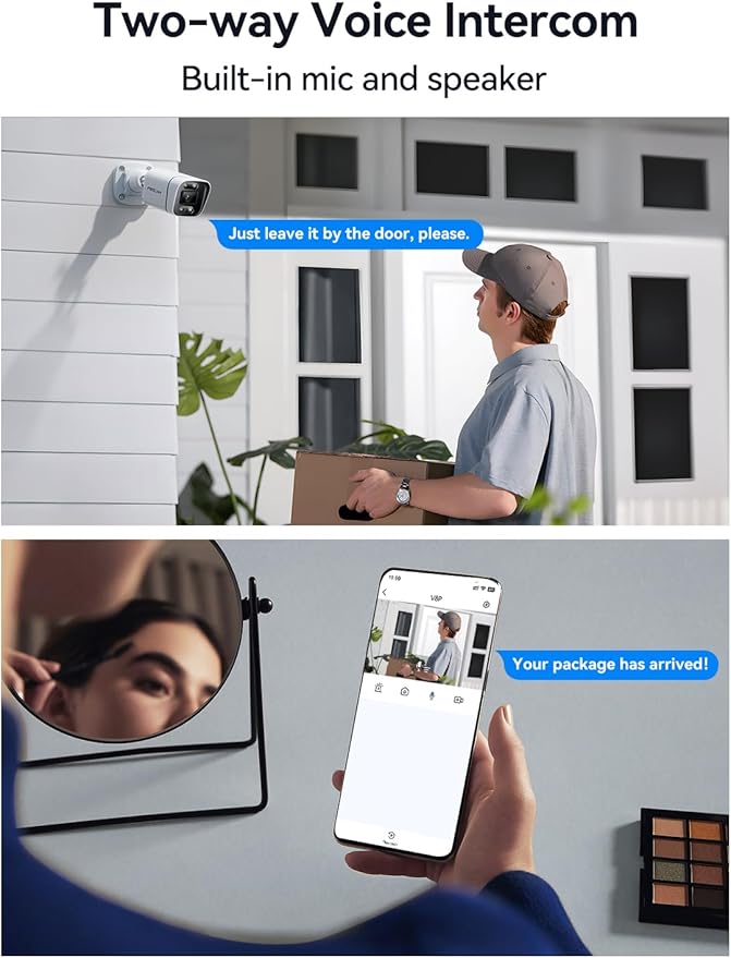 FOSCAM 4K 8MP IP PoE Security Cameras Wireless Outdoor, V8EP Surveillance Camera for Home Security, 120° FoV, 20x Zoom, AI Detect Human/Vehicle, 66FT Color Night Vision,Siren Alert,2-Way Audio,IP66