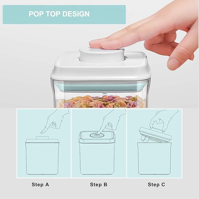 Pop Containers with Lids - Stackable Airtight Food Storage, Kitchen Pantry Storage Containers for Snacks Candy Salt Herbs Spices BPA-Free (12PCS (1.2 + 2.0 + 2.7 + 3.3 Qt) * 3)