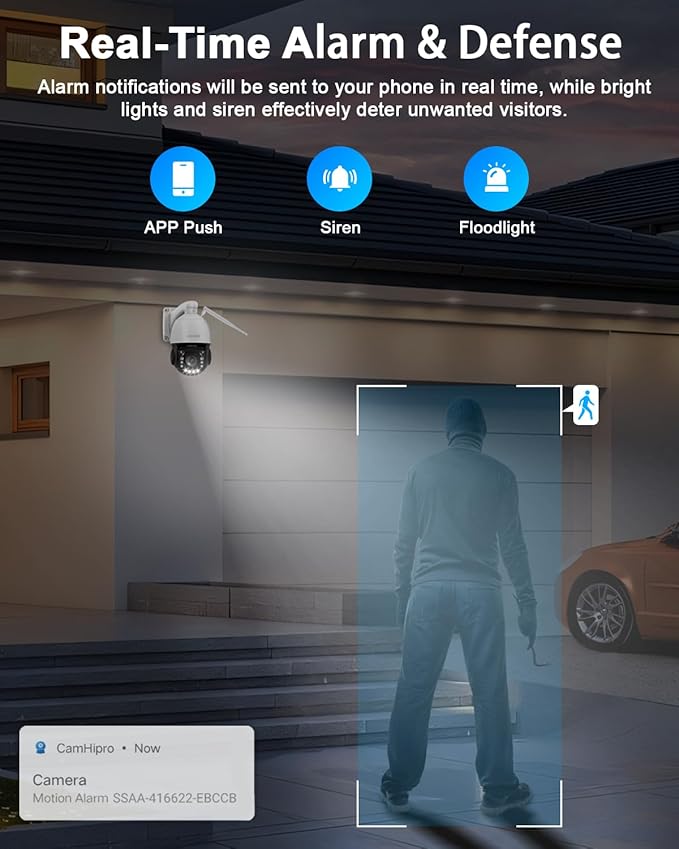 4K PTZ Security Camera Outdoor with 50X Optical Zoom, High-Speed 360° Pan & 90° Tilt, 8MP WiFi Camera with 1200FT IR Night Vision, Auto Tracking, Person/Vehicle/Pet Detection, RTSP