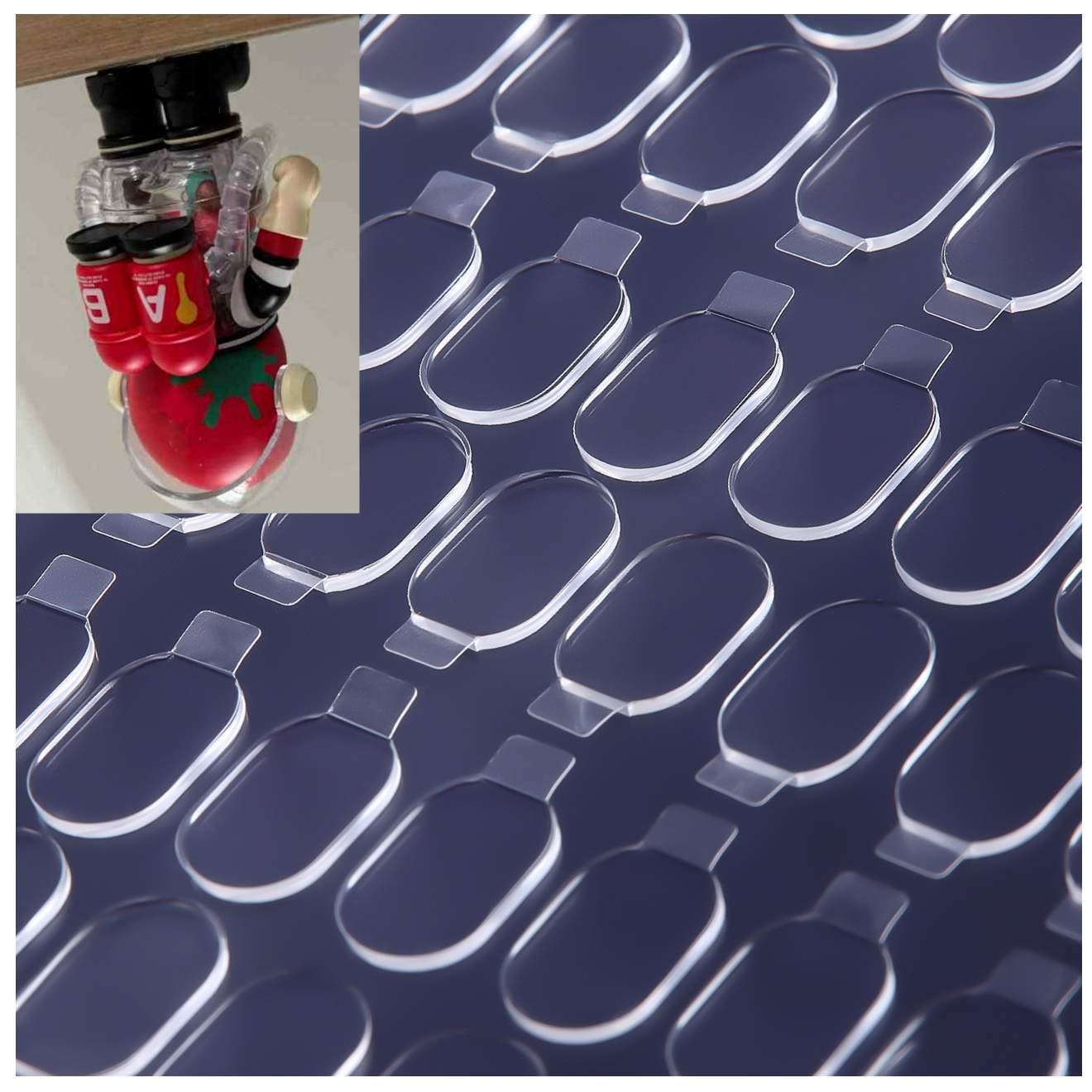 Double Sided Adhesive Putty with Pull Tabs, 100 Clear Dots 0.31''x0.51'' Removable Sticky Tack, Waterproof Poster Putty Glue Dot for Party Decoration Picture