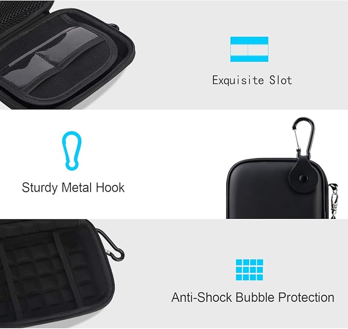 Lacdo Hard Drive Carrying Case for Seagate Portable/Seagate One Touch/Game Drive for PS5 / Ultra Touch Portable External Hard Drive HDD 1TB 2TB 4TB 5TB USB 3.0 Shockproof Travel Bag, Full Black
