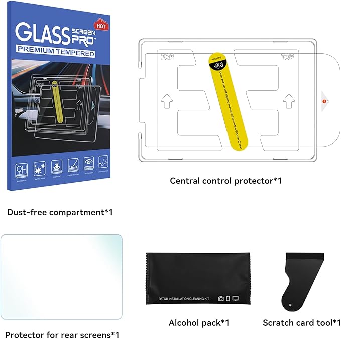 OZPYKAE 2 Pcs/Set Screen Protector for Tesla Model Y Juniper & Model 3 (2024~2026),15.4 Inch No Glare & Fingerprint Matte Tempered Glass Protector for Model 3 /New Model Y Juniper Accessories With Installed Kit