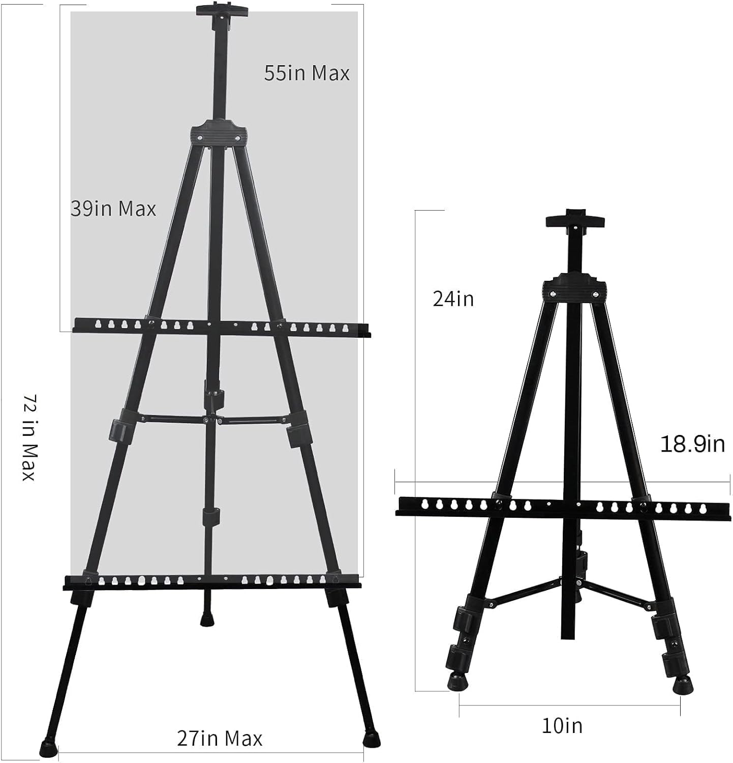RRFTOK Art Painting Display Easel Stand,72Inches Adjustable Easels for Painting Canvases Height from 22-72”for Table-Top/Floor Paint and Displaying,Black - 3-Pack.