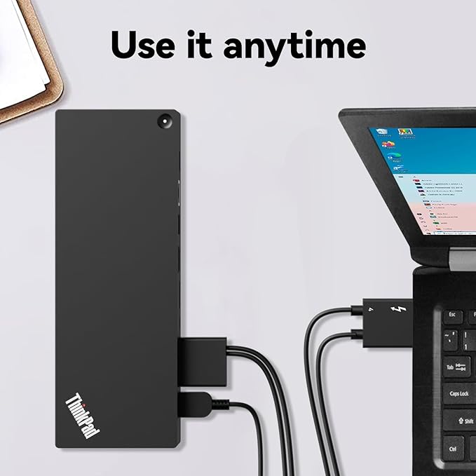ThinkPad 40B00135 Thunderbolt 4 Universal Docking Station for Lenovo Laptops, 4 External Displays, Power Charging UP to 100W + HDMI 4K Cable + DP Cable+ ITSPWR Cleaning Cloth