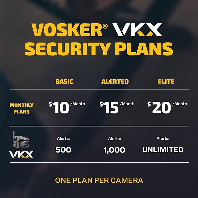 Vosker VKX Construction Pack Solar 4G LTE Security Camera, Wireless Outdoor Surveillance for Remote Construction Sites - No Wi-Fi Needed, SIM Card Included Night Vision, IP65 Weather-Resistant