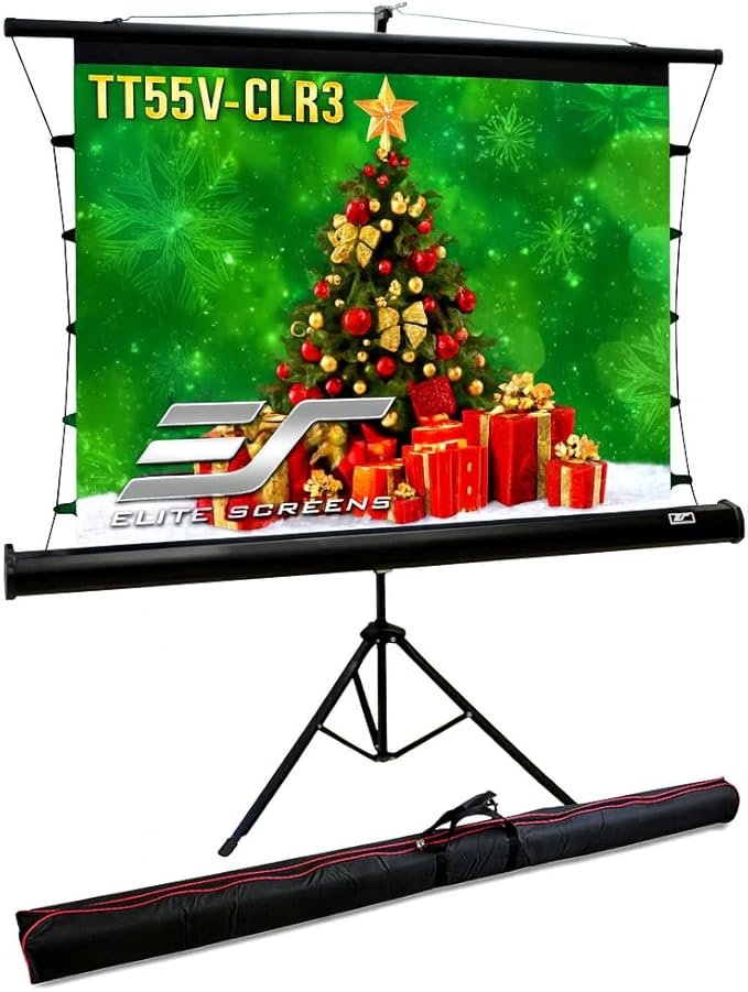 Elite Screens 55-Inch Upgraded ALR Portable Projector Screen with Tripod Stand, Height Adjustable, 4:3 Screen for Ultra Short Throw Projectors, Indoor Home Theater Movie Screen, TT55V-CLR3-F