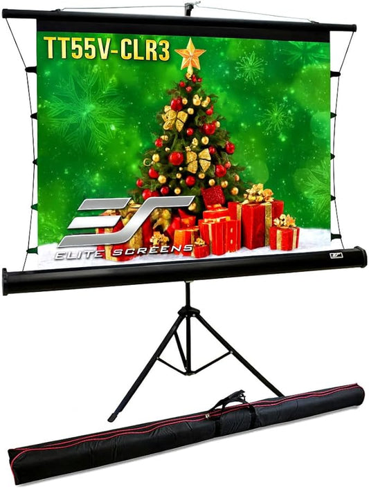 Elite Screens 55-Inch Upgraded ALR Portable Projector Screen with Tripod Stand, Height Adjustable, 4:3 Screen for Ultra Short Throw Projectors, Indoor Home Theater Movie Screen, TT55V-CLR3-F