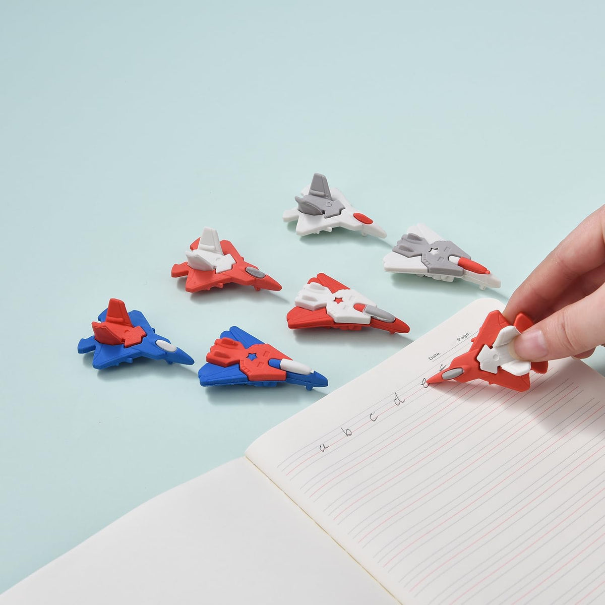 12 Pack Plane Erasers for Kids, 3D Erasers for Boys and Girls, Fun Erasers for School Supplies Prize Gifts Party Favors