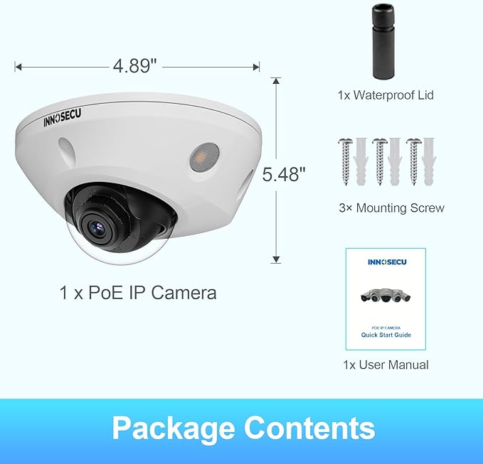AI 8MP PoE Camera, Outdoor Vandal-Proof Dome Security IP Camera, Smart Dual Light Color Night Vision, Built-in Mic, 2.8mm Lens 110°, Face Detection, Human/Vehicle Detection, IND8ED63B
