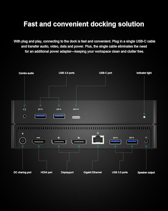 D6000 Universal Docking Station, Up to Triple 4K or Single 5K Display by USB-C, Compatibility with Windows and MacOS