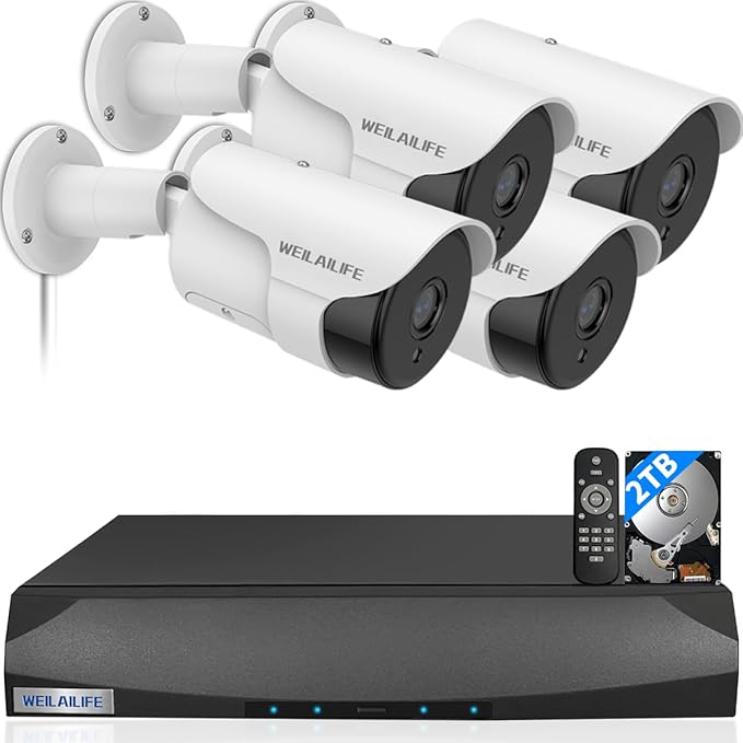 【90ft Super Night Vision】 Wired Security Camera System, Home Video Security Cameras Systems, POE DVR Surveillance Kits