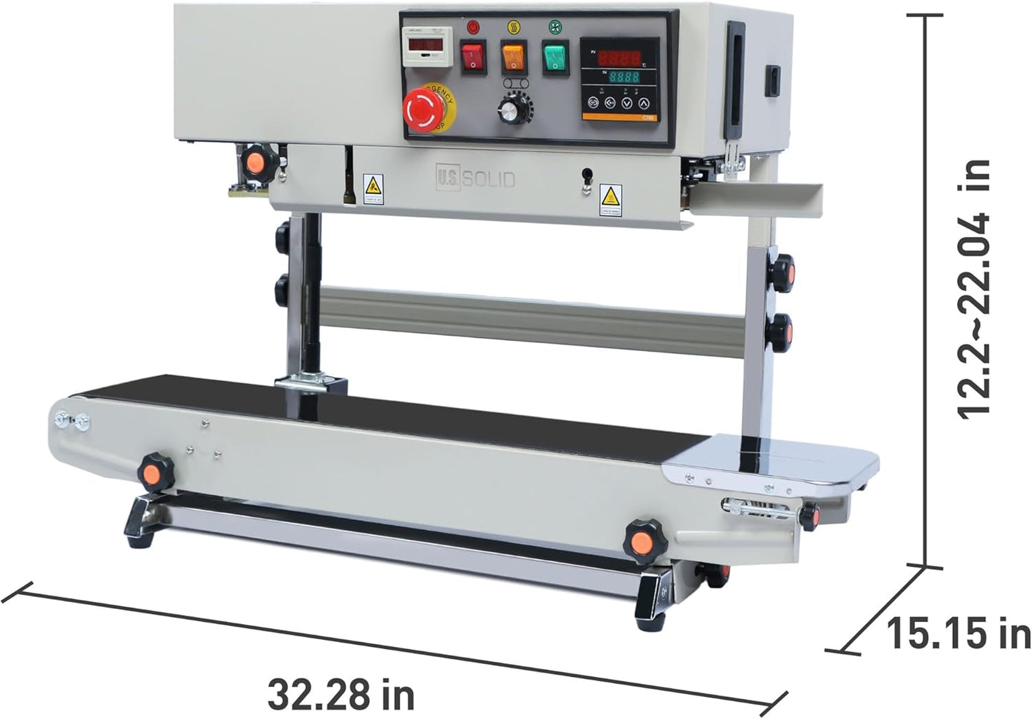 U.S. Solid Vertical Automatic Continuous Sealing Machine with Digital Temperature Control, Vertical Band Sealer for 0.02-0.8mm PVC Bag Films Stamp Coding 110V/60HZ