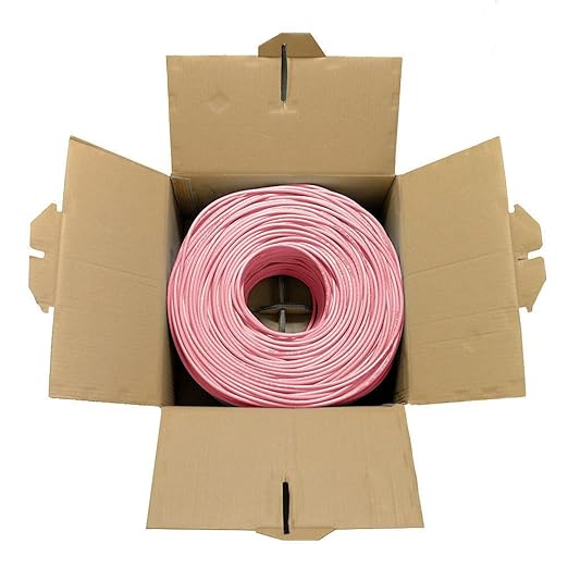 Dripstone CAT6 Ethernet Cable 1000ft Bulk Network LAN Wire 23AWG Solid UTP 550MHz High-Speed Internet Cable Gaming, Streaming, Office, Home Use, Pull Box, Cat6 Bulk, Stable Connectivity - Pink