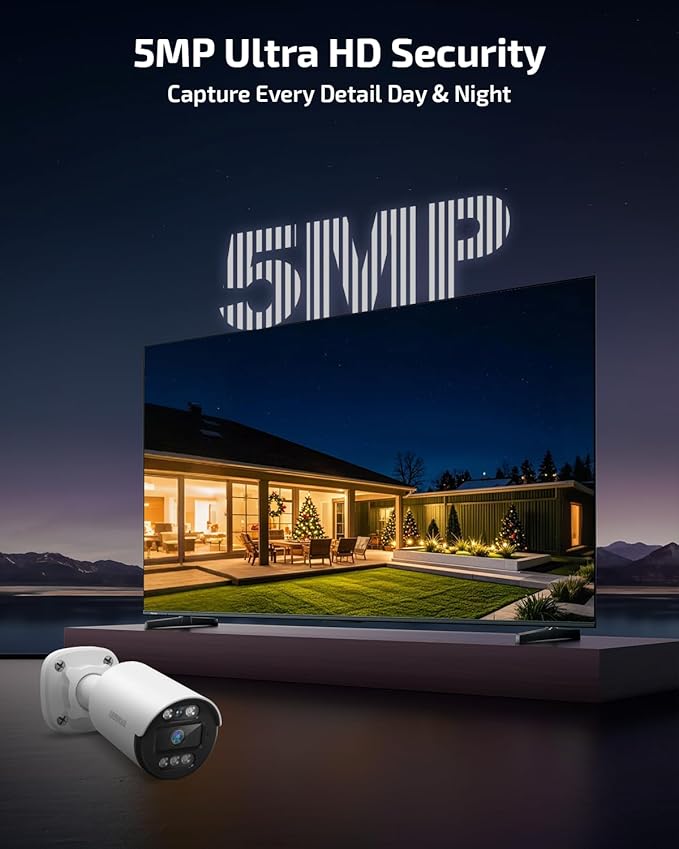 Two-Way Audio PoE Security Camera System Outdoor, 5MP Wired Cameras with 4K 8CH NVR Systems, Home Surveillance Video DVR Kits