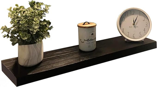joelsantiques 24 Inch Wooden Floating Shelves for Wall - 24x8x2 in - Made of Natural Wood - Heavy Duty Rustic Wall Shelves for Bedroom - Perfect for Living Room, Kitchen - Mocha