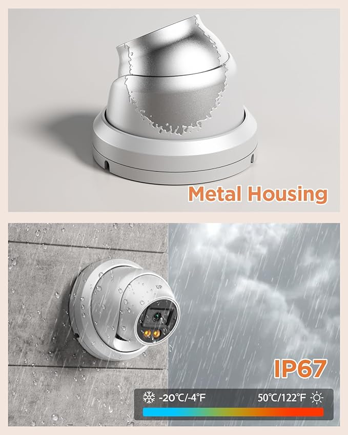 Security Camera System PoE, 8X 4MP Wired Bullet IP Cameras Outdoor Built-in Microphone, AI Human Vehicle Detection, 5MP 8CH NVR with 2TB HDD, Smart Color Night Vision, PD93BA0808-4MD