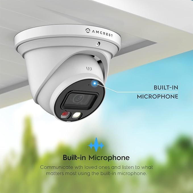 Amcrest 2-Pack UltraHD 4K (8MP) IP PoE AI Camera, 49ft Nightcolor, Security Outdoor Turret Camera, Built-in Mic, Human Detection, Active Deterrent, 129° FOV, 4K@15fps 2PACK-IP8M-2779EW-AI (White)