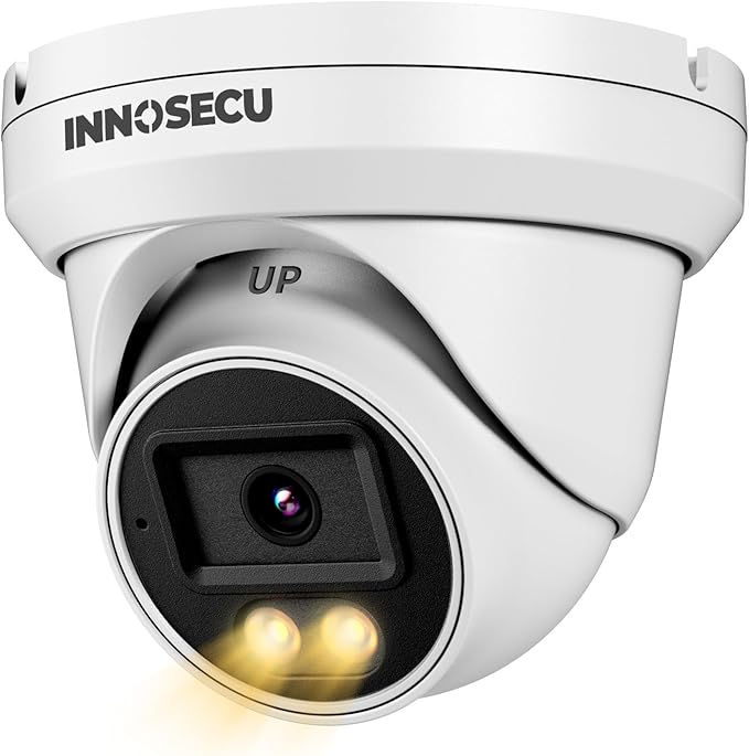5MP PoE Camera Outdoor, Dome Security Surveillance Camera, Smart Dual Light Color Night Vision, Waterproof IP67, Built-in Mic, 2.8mm Lens 110°,Human&Vehicle Detection,IND5GD93B (White)