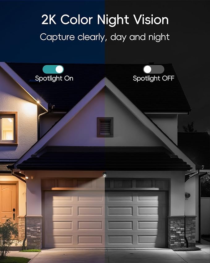 ZUMIMALL Security Camera Wireless Outdoor 3MP HD Black, 2.4G/5G WiFi, 24/7 Recording Wired Power | Auto Tracking, Motion & Noise Detection, Color Night Vision, 2-Way Audio | Alexa, Google