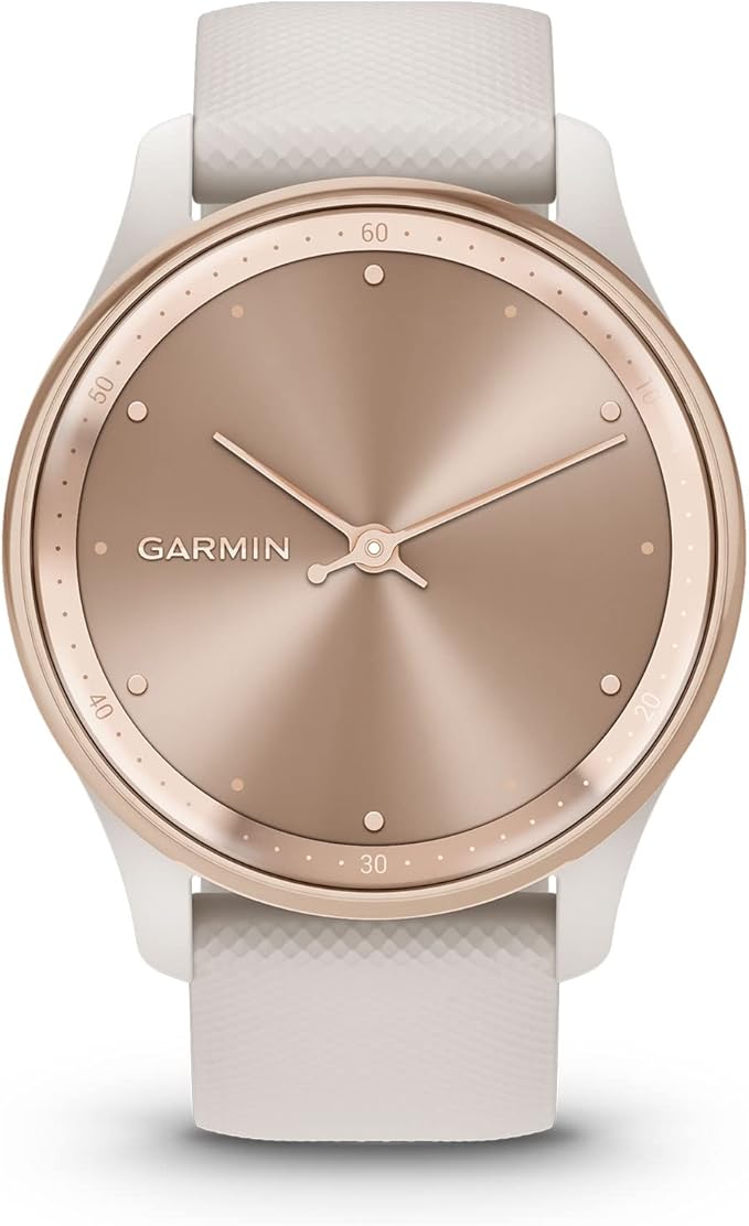 Garmin Vivomove Trend, Stylish Hybrid Smartwatch, Long-Lasting Battery Life, Dynamic Watch Hands and Touchscreen Display, Ivory (Renewed), Adjustable