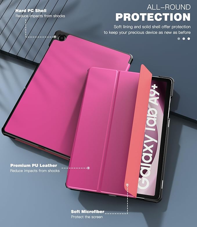 TiMOVO Case for Samsung Galaxy Tab A9+/A9 Plus 11 Inch 2023, Slim Lightweight Stand Hard Back Shell Protective Cover for Galaxy Tab A9+ Tablet SM-X210/X216/X218, Auto Wake/Sleep, Begonia Red