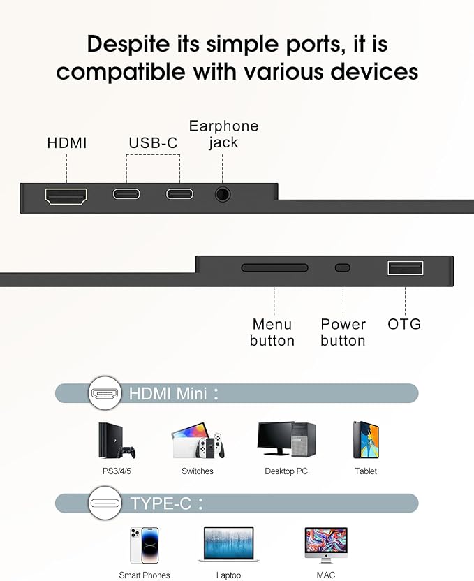 Portable Monitor Touchscreen, 15.6''Laptop Screen Extender, FHD IPS Touch Screen, Travel Monitor with Kickstand & Speaker, HDMI USB C External Monitors for Laptop Phone Computer Xbox Switch