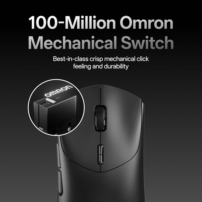 Rapoo VT7 Wireless Gaming Mouse, True 8K Wireless Polling Rate, 53g Lightweight, Up to 750 Hr Battery, Nordic nRF54L15 MCU, 100-Million Mechanical Switch, 10 Programmable Buttons, Black