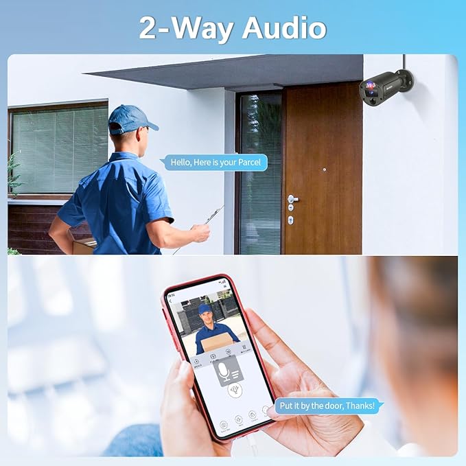 【2-Way Audio & 4K Ultra HD】 Outdoor Wired Security Camera System, Home POE Video Surveillance Cameras Systems, Surveillance DVR Kits
