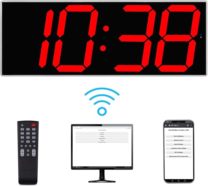West Ocean Large Smart Digital LED WiFi Wall Clock with 6" Single Digit, Countdown, DST, Multifunction WiFi Smart Digital Wall Clock (Red)