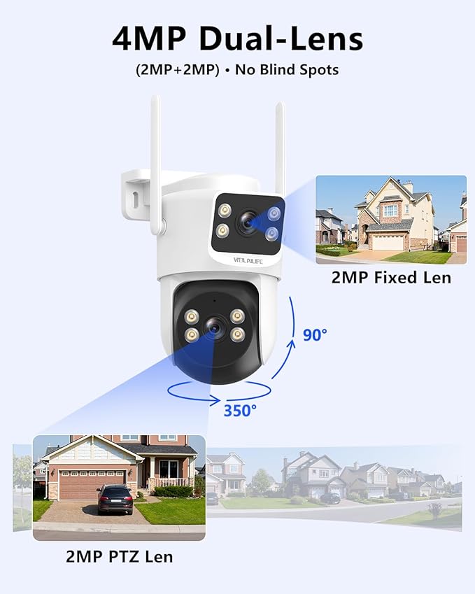 【All-in-One Security System】 4MP PTZ Security Cameras Wireless Outdoor, WiFi Home Surveillance System, Outside Wireless Security Systems Surveillance DVR Kits