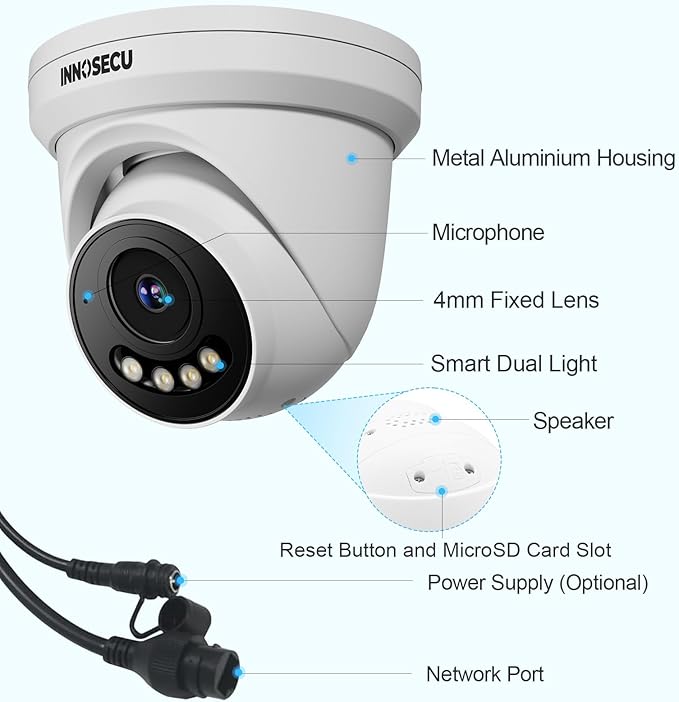 UltraHD 12MP AI PoE Camera @30fps, IP Security Camera Outdoor Waterproof IP67, Smart Dual Light Color Night Vision, 4mm Lens, Two Way Audio, Face Detection, Human/Vehicle Detection,IND12HD99A