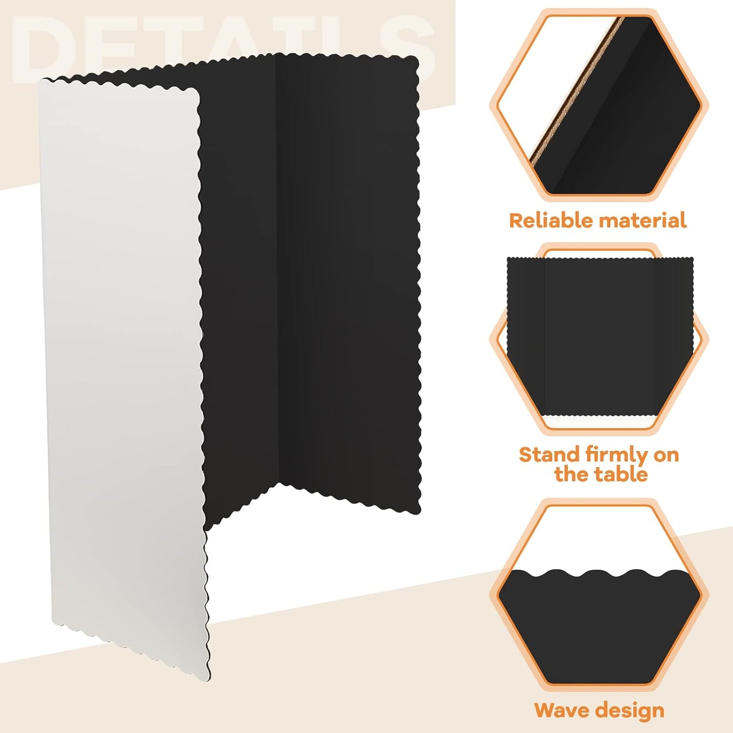 Ctosree 18 Pcs Tri Fold Poster Board Bulk, Lightweight Presentation Board, Science Fair Project Display Paperboard, Single Wall(14 x 22 Inch,Black)