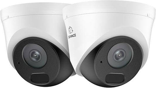 SANNCE 2K 3MP Super HD PoE IP Security Camera - 100ft Dual IR Night Vision, Human and Vehicle Detection, IP67 Weatherproof, H.265+ Dome Surveillance Camera for Indoor Outdoor (2 Pack)
