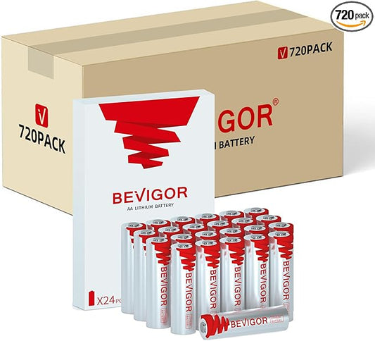 BEVIGOR Lithium AA Batteries, 720 Pack Lithium Iron Double A Battery Non-Rechargeable