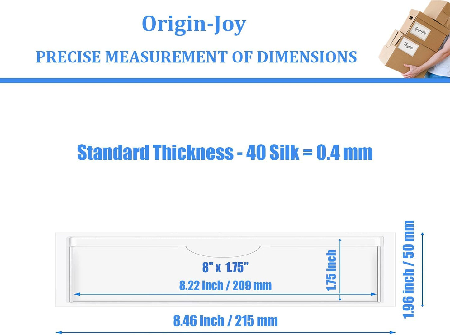 Origin-Joy 35 PCS Self Adhesive Index Card Pockets with Top Open, Clear Plastic Label Holder for Cards of Note, Library and Business, Adhesive Label Pockets & Card Holder (8 x 1.75 inch)