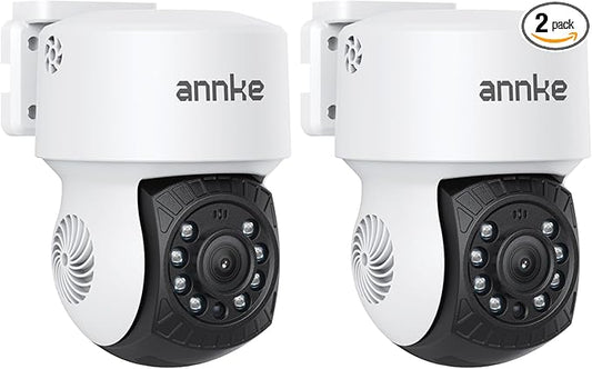 ANNKE 2Pack 1080P 2MP AHD CCTV Home Surveillance Dome Wired PT Camera with 350° pan and 90° tilt, 100ft IR Night Vision, IP65 Weatherproof Security Add–On Cam for Outdoor, Wide Compatibility - APT200