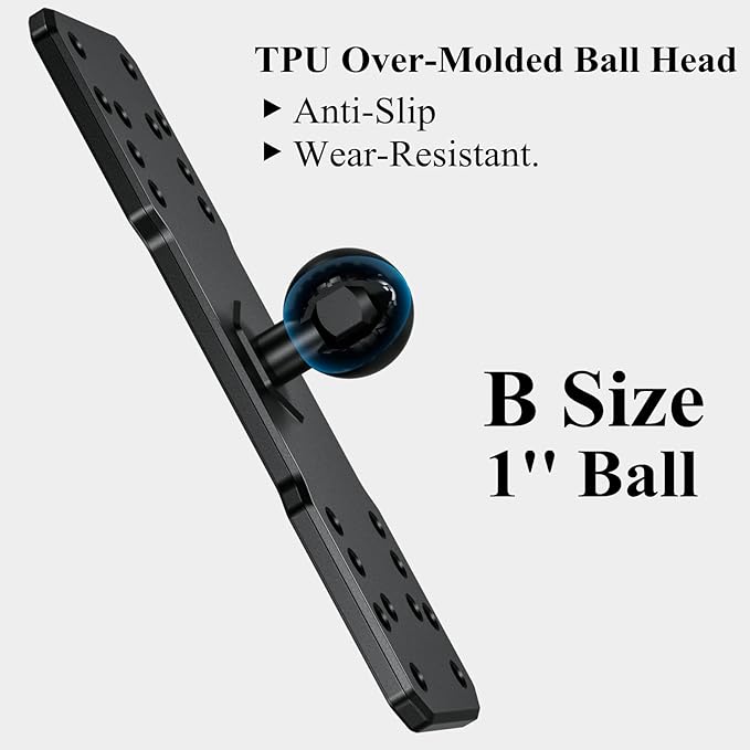 BRCOVAN 1'' Ball Fish Finder Mount, Aluminum Alloy Universal Marine Electronic Plate, Fit for RAM Mounts B Size 1 Inch Ball Double Socket Arm, Fit for Garmin, Lowrance, Humminbird, Raymarine and More