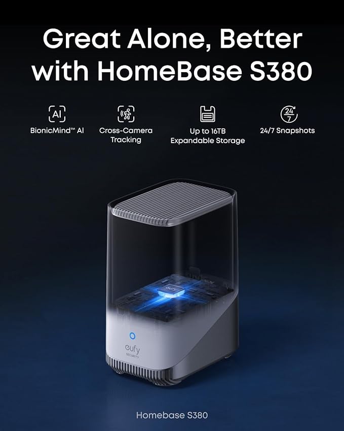 eufy Security eufyCam S4 4-Cam Kit, Solar Security Camera Wireless Outdoor, Triple Lens Bullet-PTZ Cam, 4K UHD, 360° Pan and Tilt, Auto Track, 8× Hybrid Zoom, Color Night Vision, Expandable Storage
