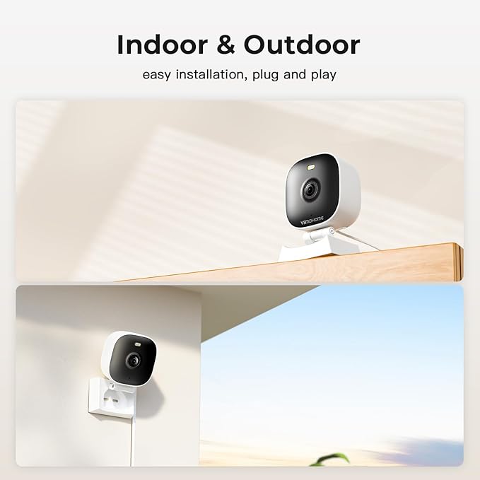 2K Cameras for Home Security,Indoor/Outdoor for Baby/Elder/Pet Monitoring with Phone app,Wired Plug&Play,Color Night Vision,2-Way Audio&24/7 Recording ,Support 128G Card Storage ( Not Included)