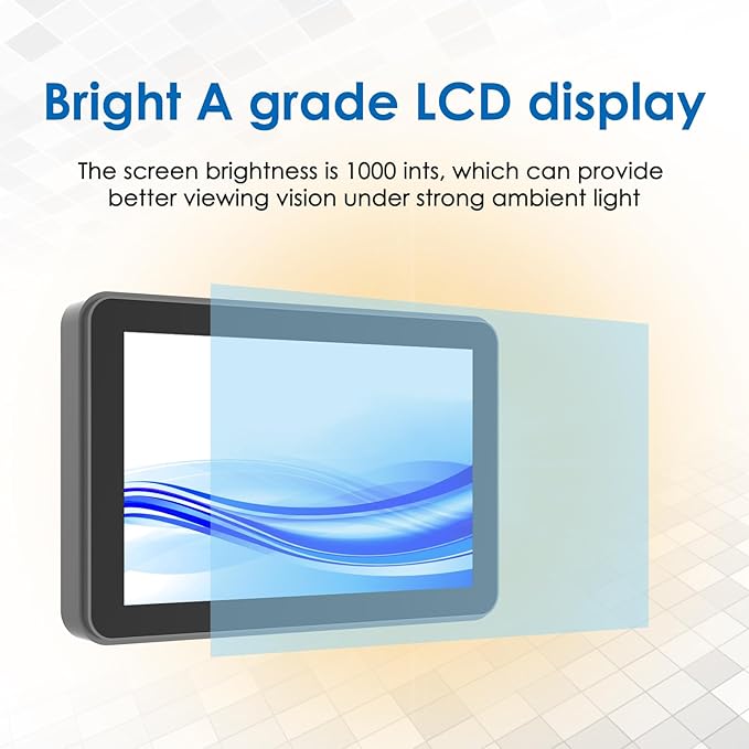 10.1 Inch 1000 Nits Sunlight Readable Multi Touch PCAP Open Frame Touch Screen Monitor, Industrial LCD Display with 1280x800 Black
