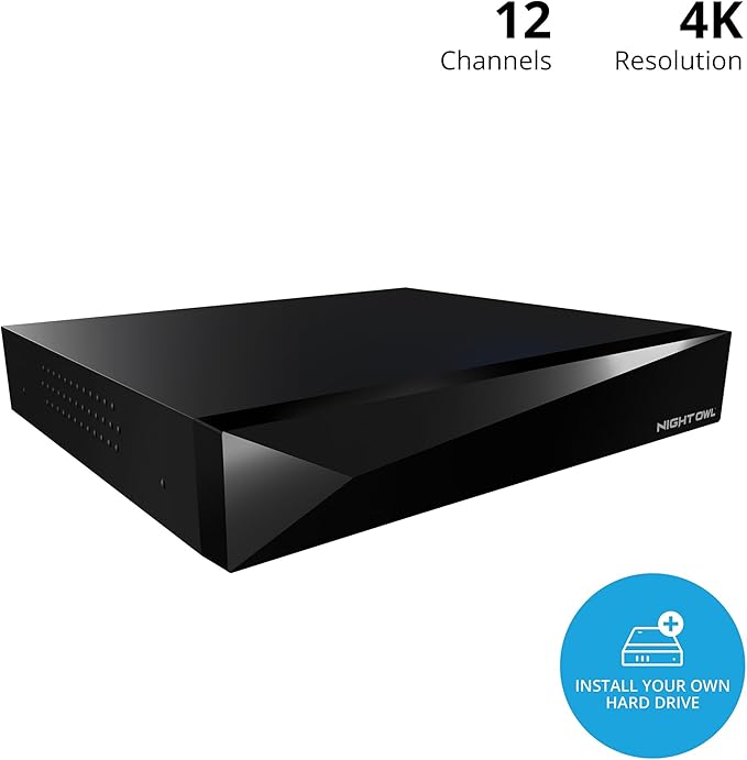 Night Owl 2-Way Audio 12 Channel 4K DVR with Customizable Storage (no HD Included) - Add up to 12 Total Devices