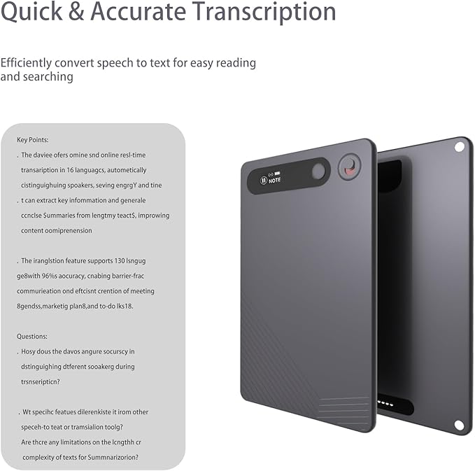 AI Voice Recorder, Transcription, Summary, Mind Map with AI Technology Support 128 Languages, 64GB Magnetic Case Audio Recorder for Lectures, Meetings, Calls