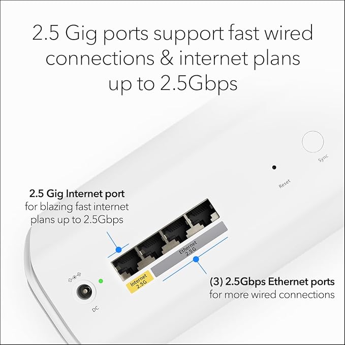 NETGEAR Orbi 770 Series Tri-Band WiFi 7 Mesh Network System (RBE772) - Router + 1 Satellite Extender, Security Features, Up to 11Gbps, Covers up to 5,500 sq.ft., 100 Devices, 2.5 Gig Internet Port
