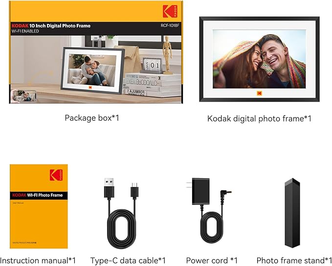 KODAK 10.1 Inch WiFi Digital Picture Frame,1280x800 HD IPS Touch Screen, Electronic Smart Photo Frame with 32 GB Memory, Auto-Rotate, Instantly Share Photos/Videos Anywhere