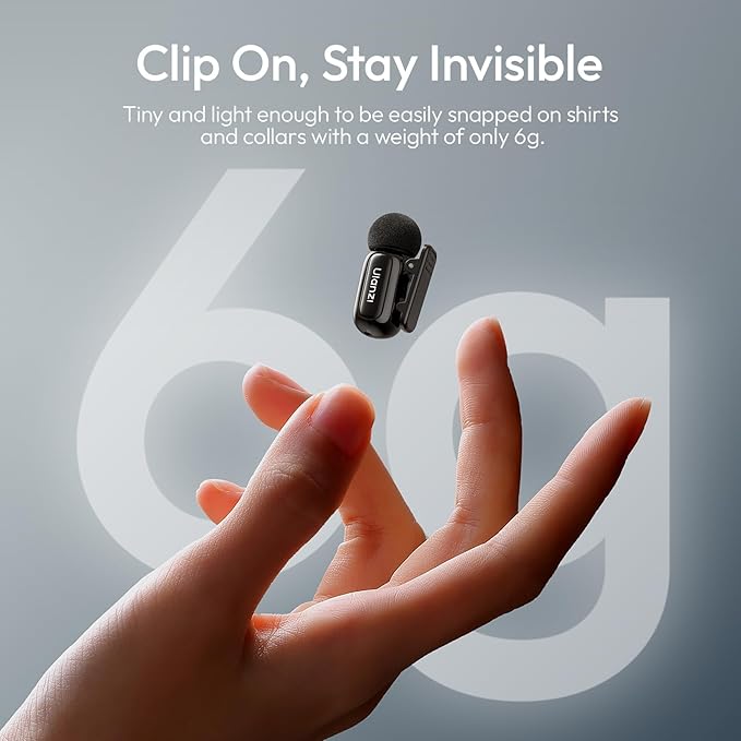 ULANZI A200 Mini Mic Wireless Lavalier Lapel Microphone for iPhone 17/16/15 Type-C, 48kHz/24-bit, Plug & Play, Smart Noise Cancelling, Digital Display, 30H Battery for Video Recording