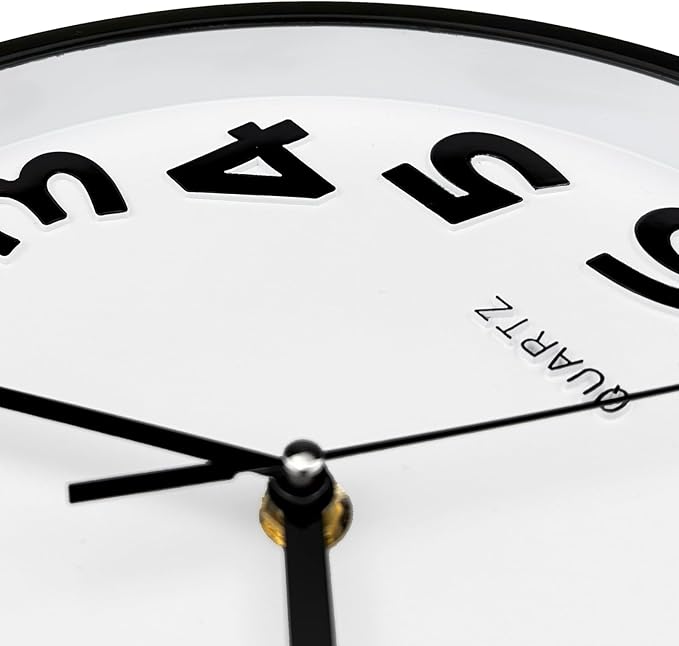 Plumeet 10'' Small Wall Clock, Battery Operated Small Wall Clocks Silent Non-Ticking Quartz, Modern Style Suitable for Bedroom Living Room Office Decor - 3D Numbers Display Easy to Read, White